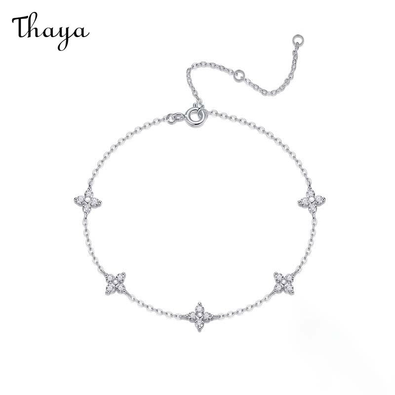 Thaya S925 Silver Moissanite five-flower Bracelet