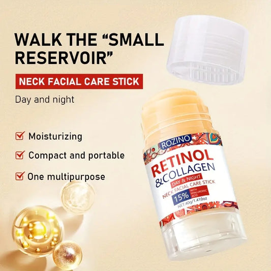Retinol & Collagen Neck Facial Care Stick, Anti Aging Neckand Décolleté Firming Cream -Tighten and Hydrate Skin Day& Night Neck Tightening Cream Firm Repair SaggingRejuvenates Skin