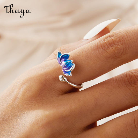 Thaya Cloisonne Lotus Adjustable Ring