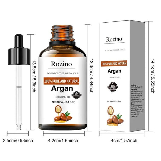 Rozino 100% Pure Natural Argan Essential Oil - Nourish Skin & Soul Herbal Hair Serum with SPF 15 curly hair oil treatment
