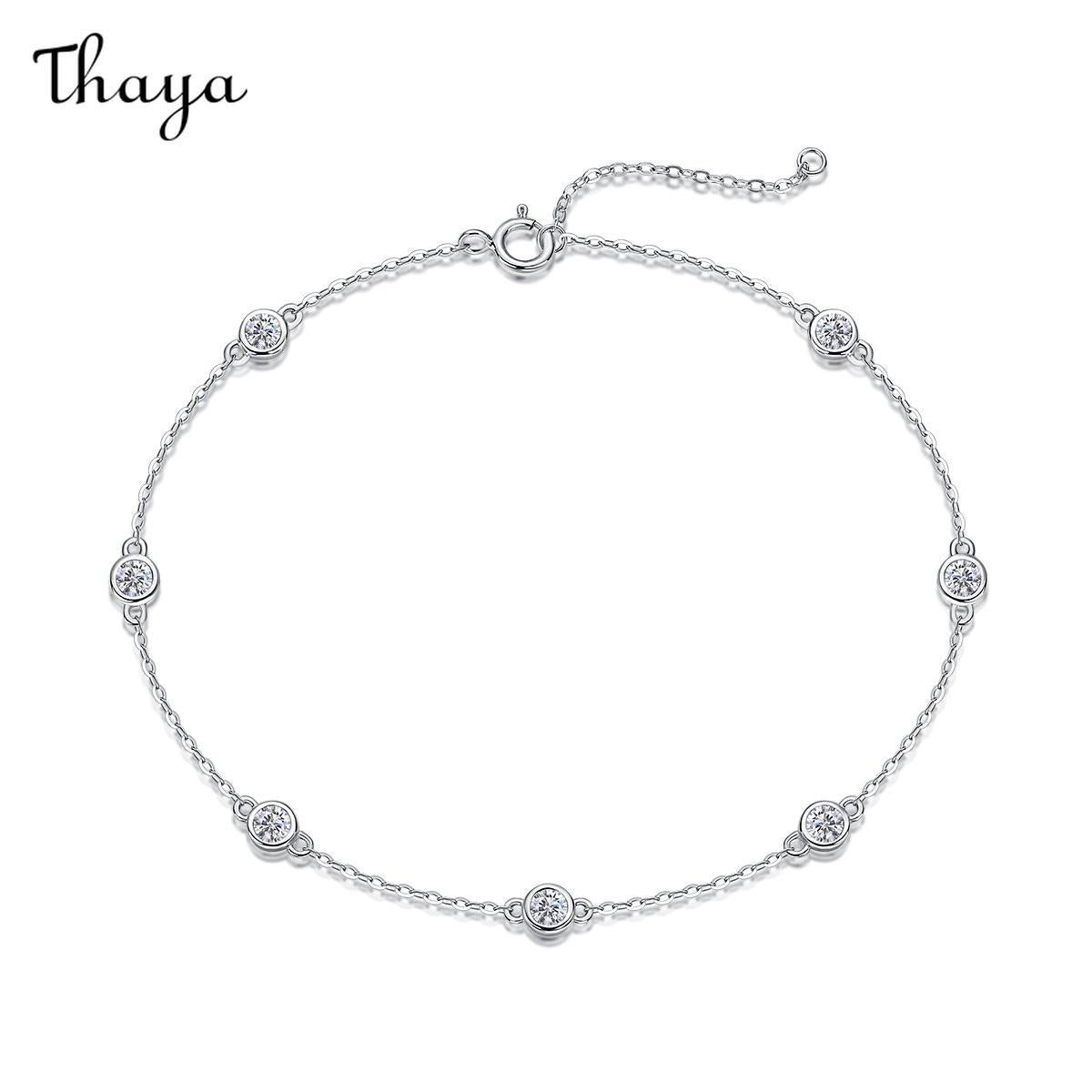 Thaya S925 Silver Moissanite five-flower Bracelet