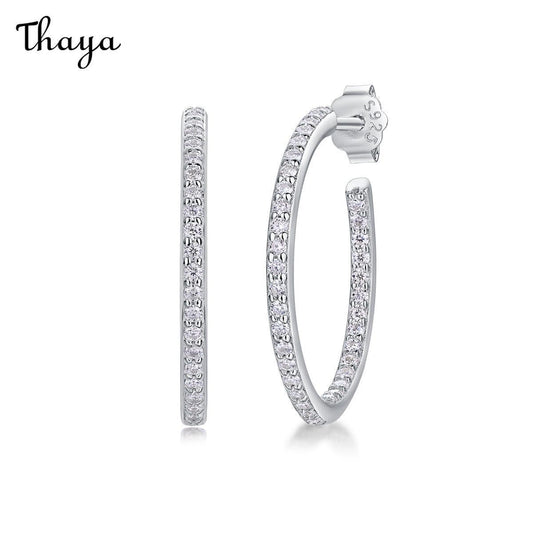 Thaya S925 Silver Tremella Ring Light Luxury High Sense  Moissanite Earrings