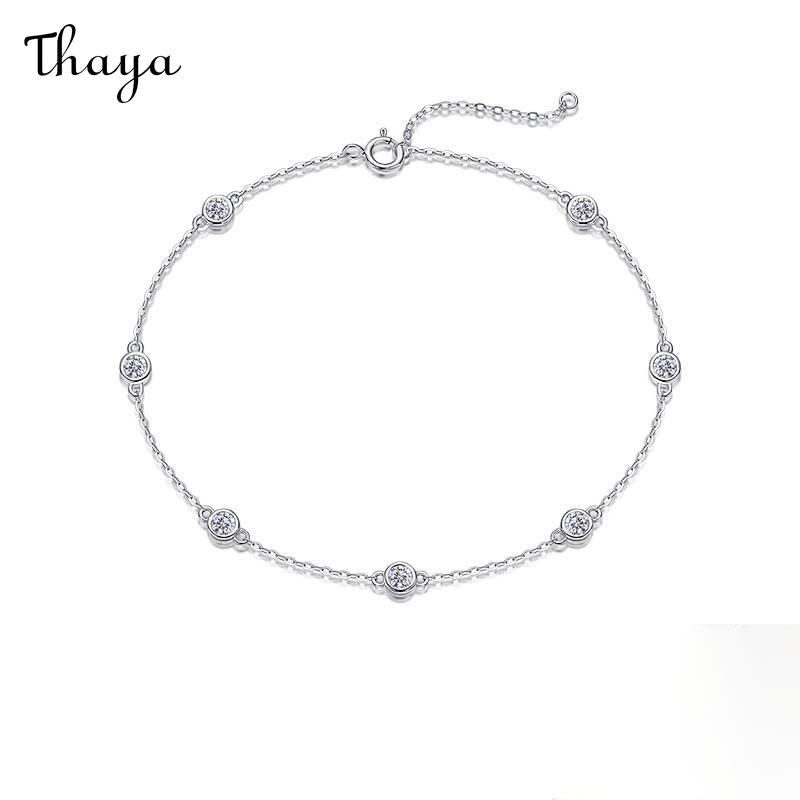 Thaya S925 Silver Moissanite five-flower Bracelet