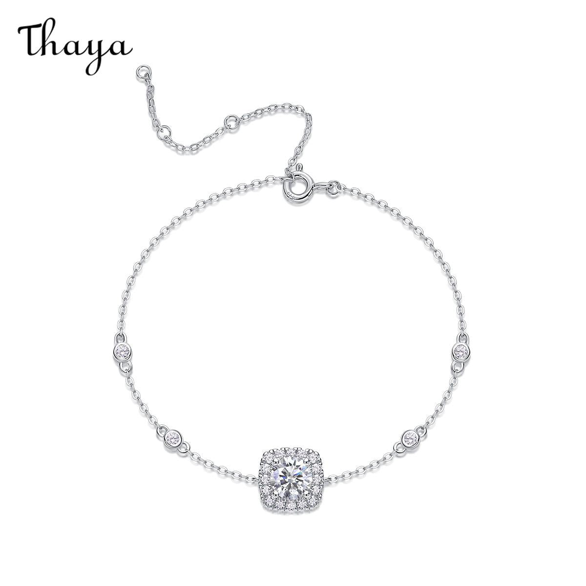 Thaya S925 Silver Moissanite five-flower Bracelet