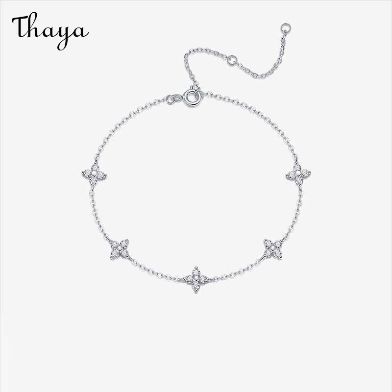 Thaya S925 Silver Moissanite five-flower Bracelet