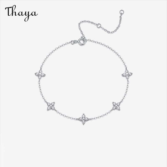 Thaya S925 Silver Moissanite five-flower Bracelet
