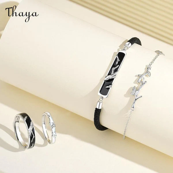 Thaya 925 Silver Eternal Love Couple Rings & Bracelets