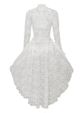 White 1980s Gigot Sleeve Victorian Lace Dress
