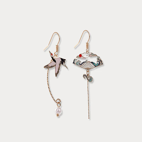 Thaya Asymmetric Crane Fan Earrings