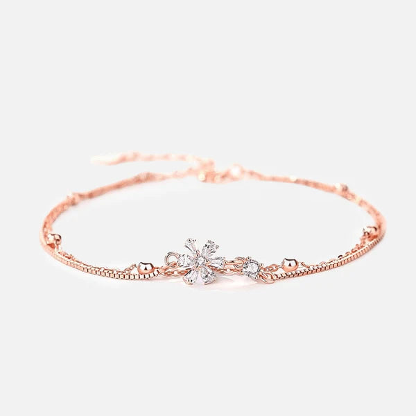 Thaya 925 Silver Cherry Blossom Fall Double Layer Bracele