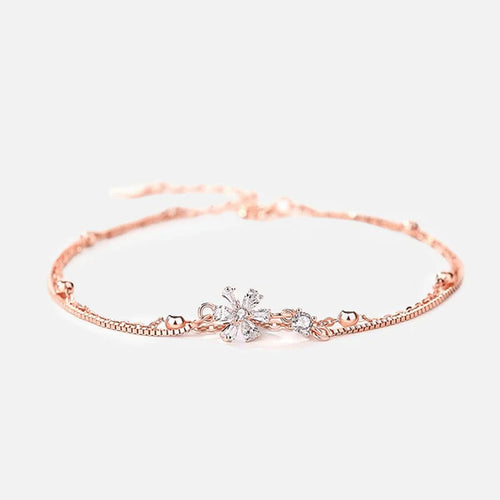 Thaya 925 Silver Cherry Blossom Fall Double Layer Bracele