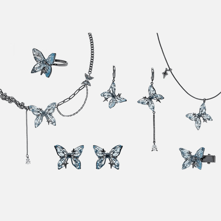 Thaya Dark Blue Butterfly Jewelry Set