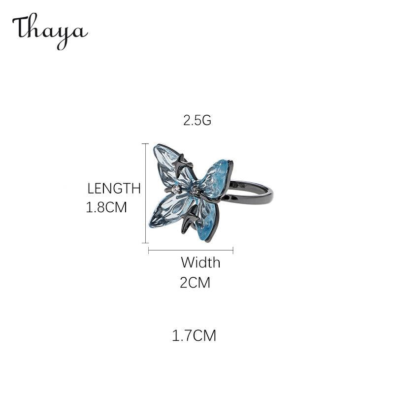 Thaya Dark Blue Butterfly Jewelry Set