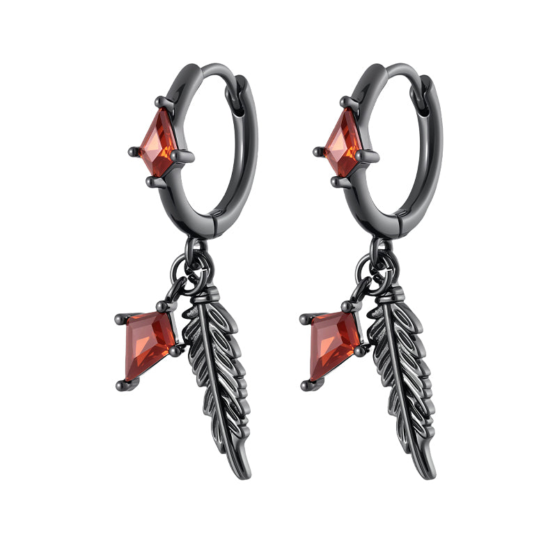 Thaya Feather Dangle Hoop Earrings