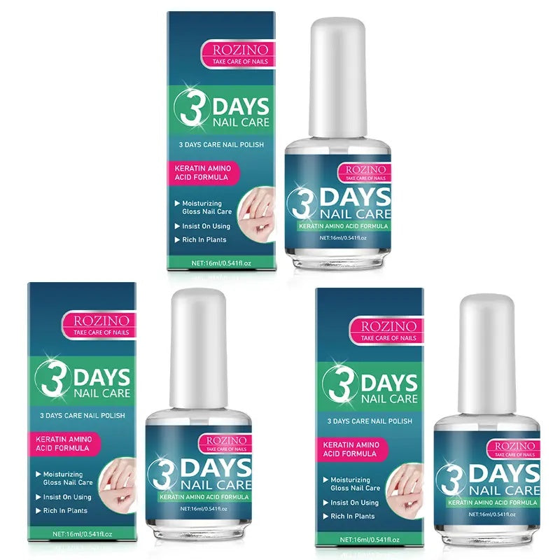 [3 bottles]ROZINO 3 Days Nail Care Keratin Amino Acid Formula for Superior Nail Nourishment Lightweight Moisture Boosting Daily Manicure 16ml