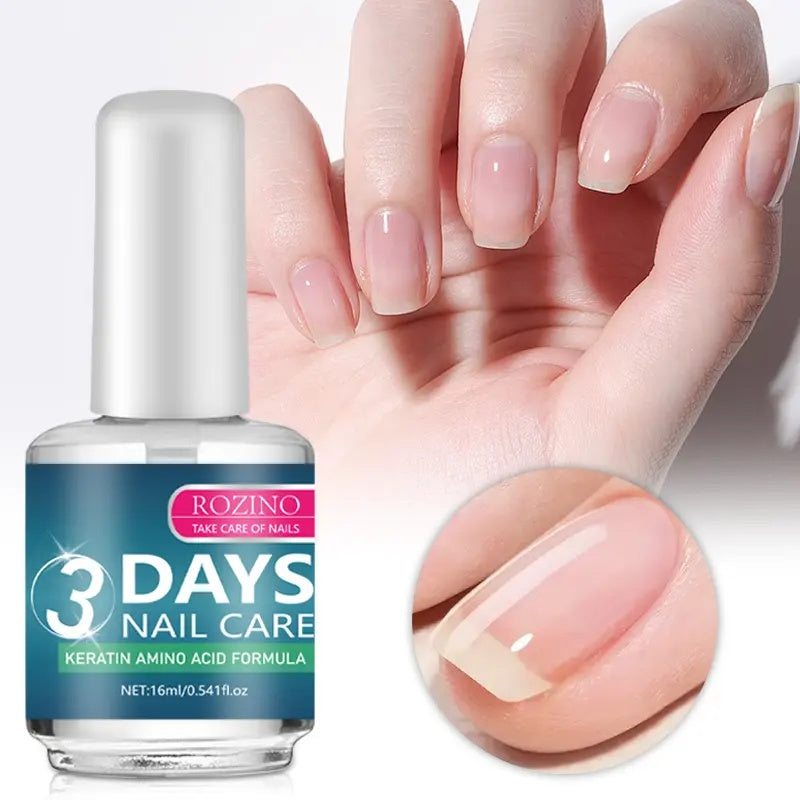 [3 bottles]ROZINO 3 Days Nail Care - Keratin Amino Acid Formula for Superior Nail Nourishment Manicure Treatment with High Brightness & Scratch Resistance 16ml