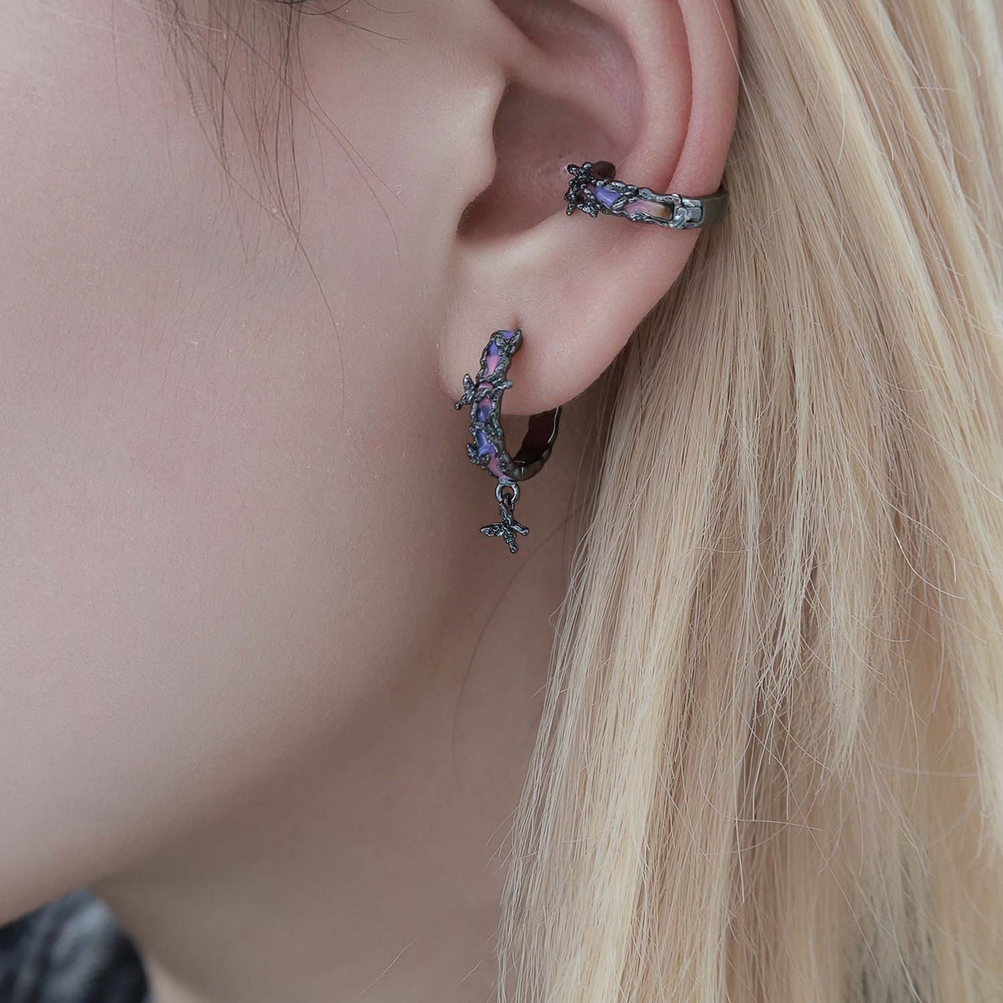 Thaya Butterfly Accent Hoop Earrings