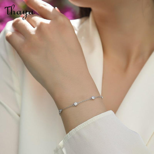 Thaya S925 Silver Moissanite five-flower Bracelet