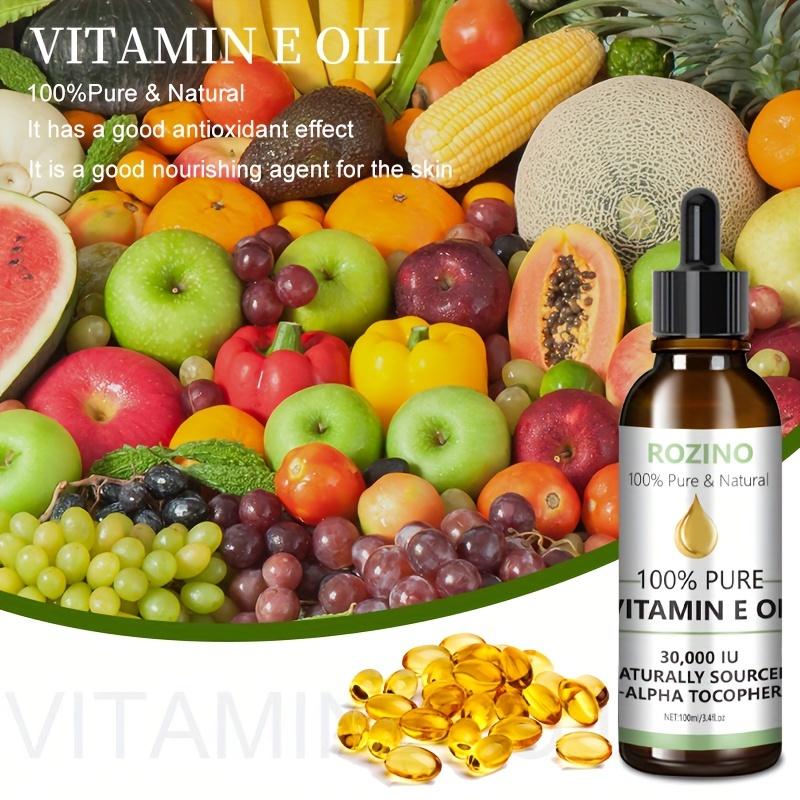 Rozino 100% Pure Natural Vitamin E Oil - Safe & Sustainable Formula Serums Skin Repair body oil lemon balm jojoba oil levanta batana oil dry body oil curly  hair  oil  treatment