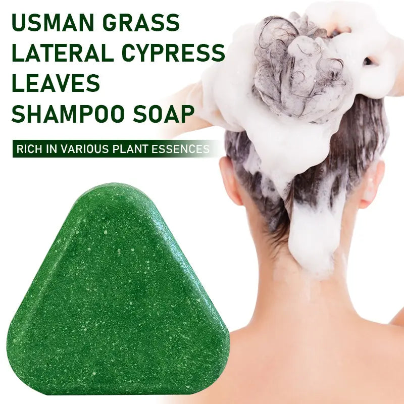 ROZINO Usman Grass & Leaf of Oriental Arborvitae Shampoo Soap Bar for Hair Growth & Gray Hair Reversal - Natural Thinning Hair Loss Treatment with Ginseng Polygonum Multiflorum Rosemary