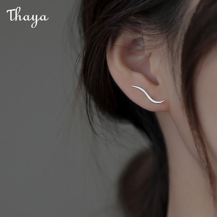 Thaya 925 Silver Sleek Wave Line Earrings