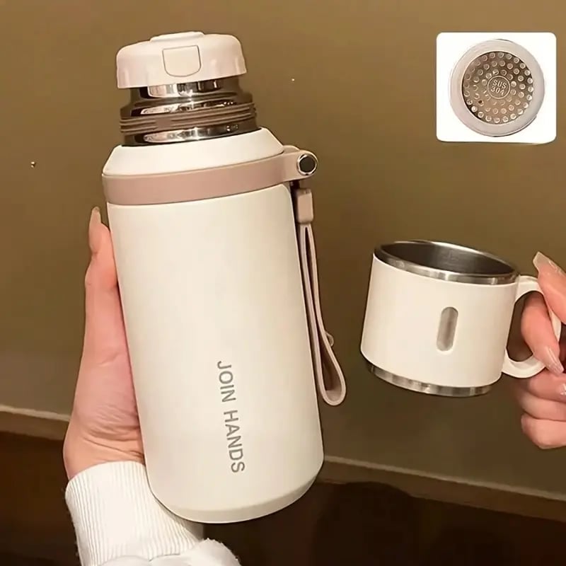 🥤❄️1PCS 600ml 316 stainless steel vacuum insulated bottle, 21oz double-walled insulated cup with dual lids