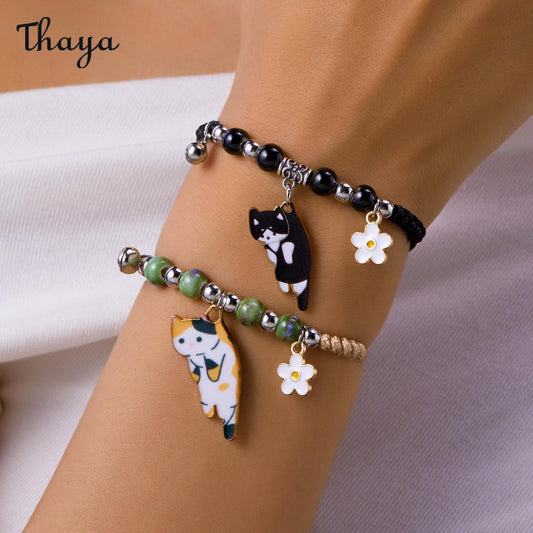 Thaya Chic Lazy Cat Braided Bracelet