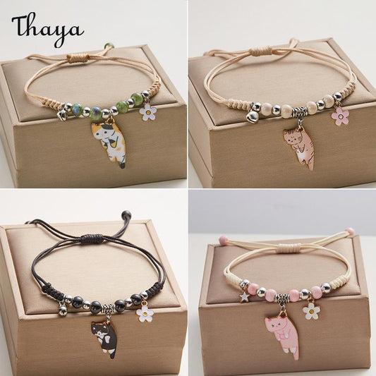 Thaya Chic Lazy Cat Braided Bracelet