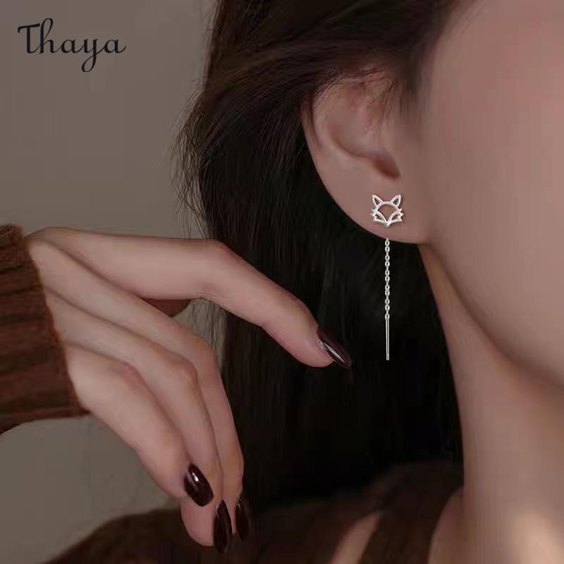 Thaya 999 Silver Fox Tail Earrings