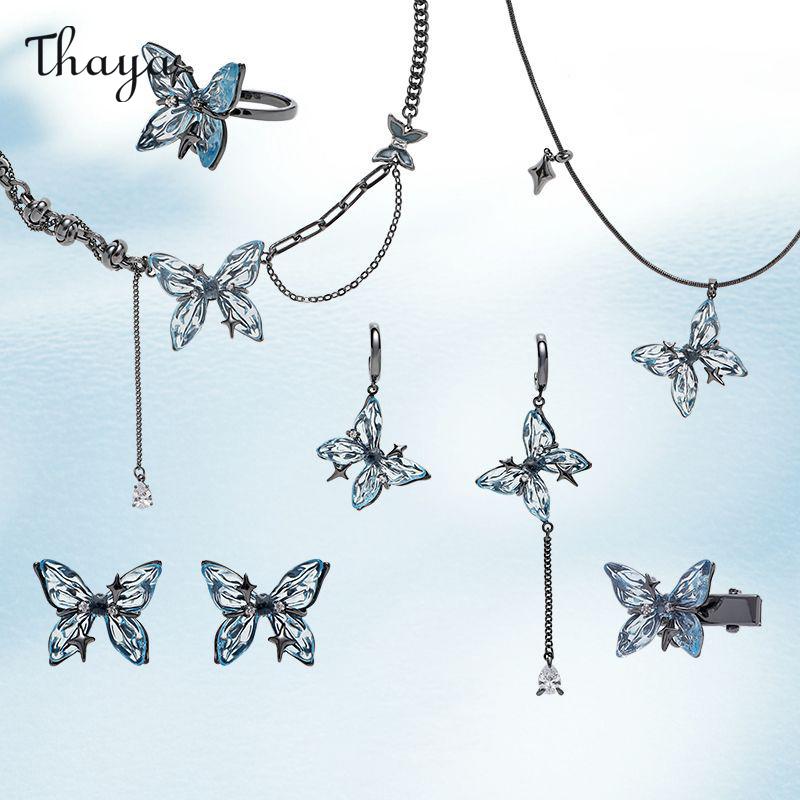 Thaya Dark Blue Butterfly Jewelry Set