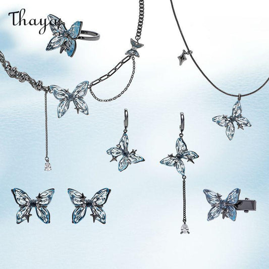 Thaya Dark Blue Butterfly Jewelry Set