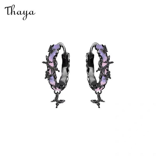 Thaya Butterfly Accent Hoop Earrings