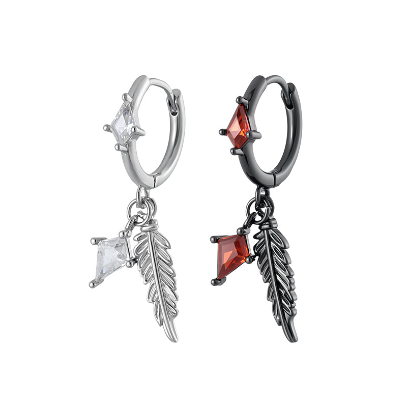 Thaya Feather Dangle Hoop Earrings