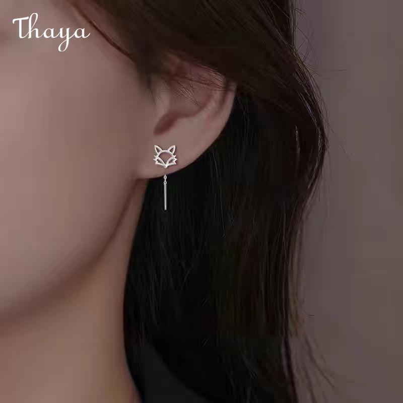 Thaya 999 Silver Fox Tail Earrings