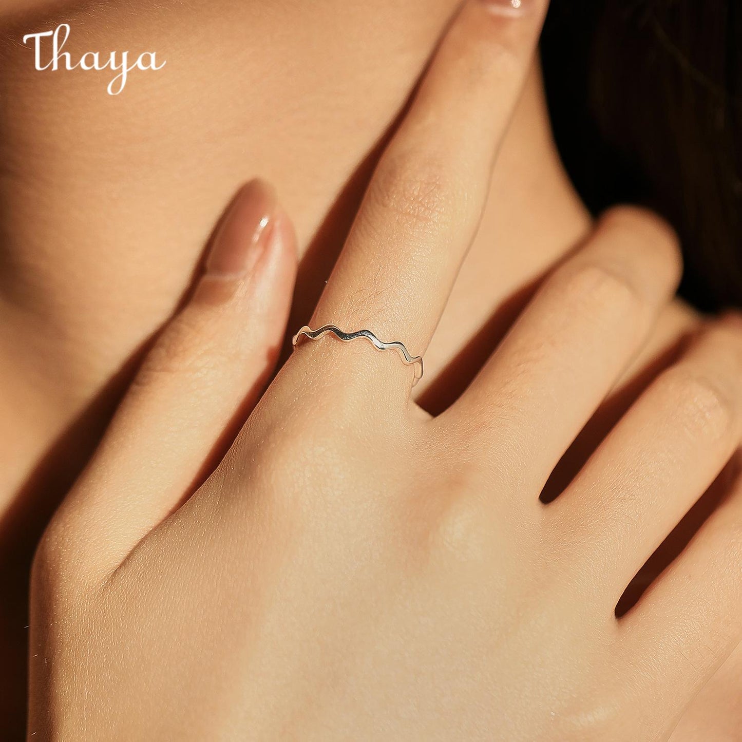 Thaya 925 Silver Minimalist Wave Ring