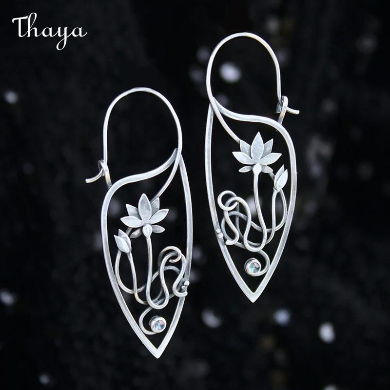Thaya Elegant Lotus Diamond Earrings