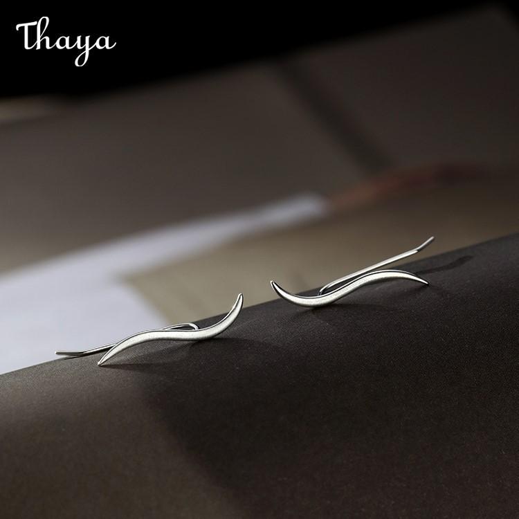 Thaya 925 Silver Sleek Wave Line Earrings