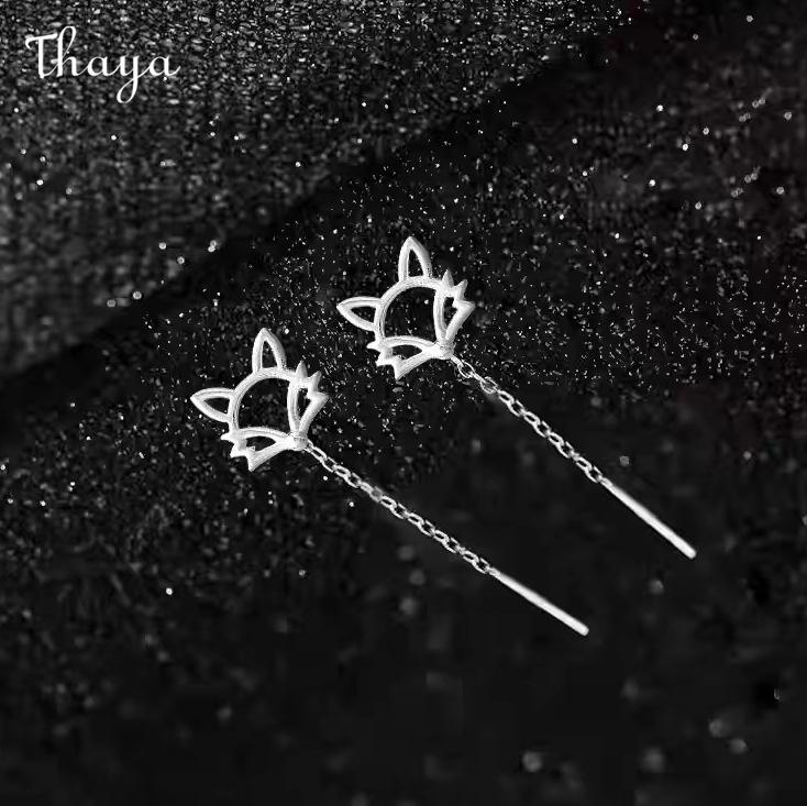 Thaya 999 Silver Fox Tail Earrings