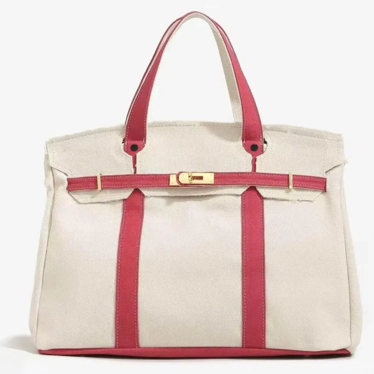 2026 New Arrival Canvas Tote Bag for Women Luxurious Niche Design Color-Blocked Handbag Spacious Commuter Tote Versatile Everyday Bag with Intentional Distressed Look & Lightweight Material