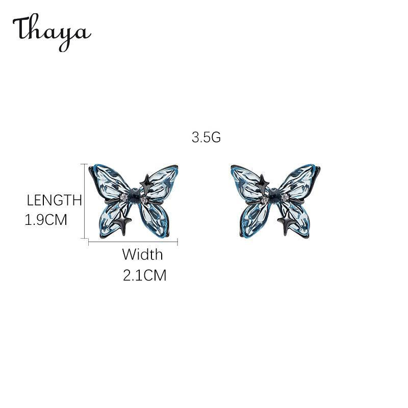 Thaya Dark Blue Butterfly Jewelry Set