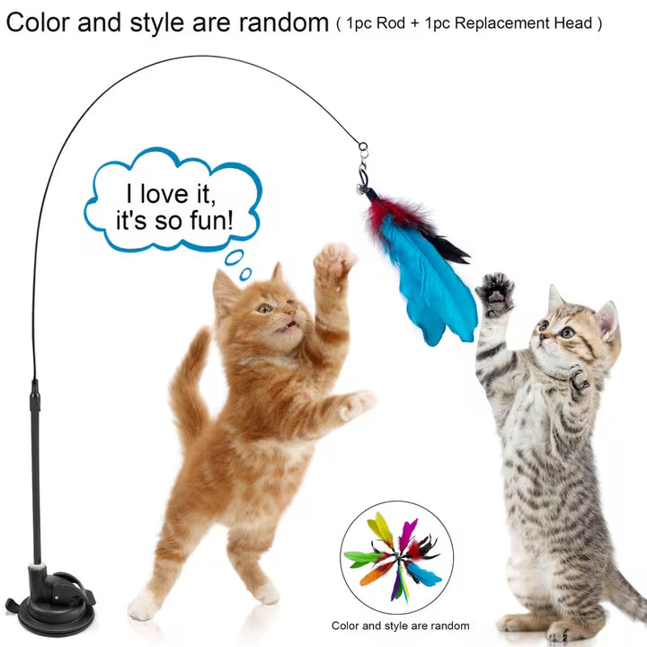 Cat Wand Toy Set with Feather Bird and Bell