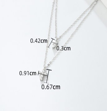 Thaya 925 Silver Mini Cross Double Chain Necklace