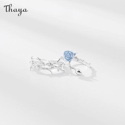 Thaya 925 Silver Thorn Rose Couple Rings