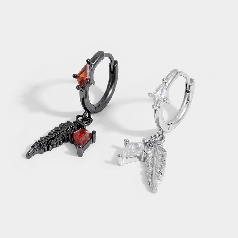 Thaya Feather Dangle Hoop Earrings