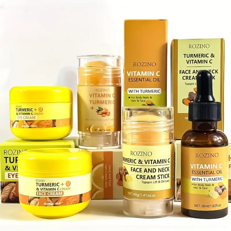 Glow Boosting Moisturizer- Anti-Aging, Reduce Acne, Dark Spot Remover, Hydrates & Controlling Oil & Refining Pores Turmeric Mask - Set of 5 (Turmeric Complete Set)