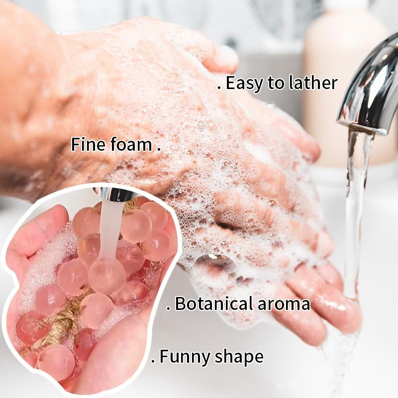 Grape Soap on a Ropes Decorative Aromatic Artisan Bar for Hand Wash Bath Fresh Air Large Bunch Crystal Purple Gift for Men Women