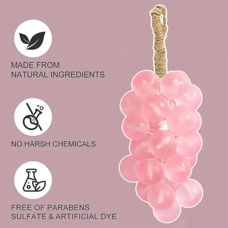 Grape Soap on a Ropes Decorative Aromatic Artisan Bar for Hand Wash Bath Fresh Air Large Bunch Crystal Purple Gift for Men Women