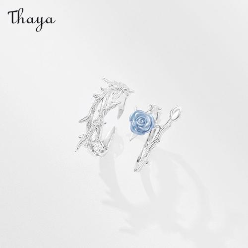 Thaya 925 Silver Thorn Rose Couple Rings