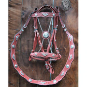 Leather Horse Halter with Adjustable Metal Buckle Outdoor Riding Universal Bridle for Horses,Blue