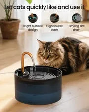 MISFANS Silent Cat Water Fountain 2.1L Pet Water Fountain Ultra-Quiet Copper Spout Night Light 6-Layer Filter Soft Blue LED Automatic Gravity Feeder|Wired plug-in model